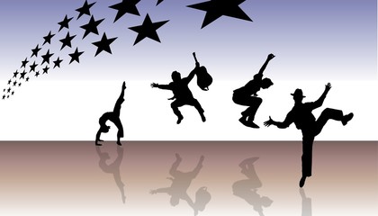 dancing people and stars