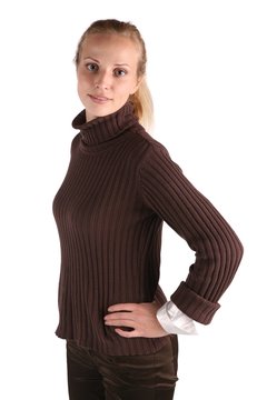 pretti woman pose on white