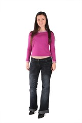 beautiful woman stand on white