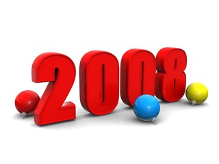 3d render of year 2008 word