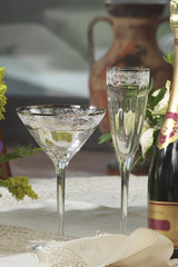 crystal cup and flute