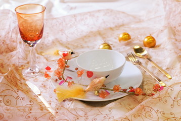 Breakfast served in a bed