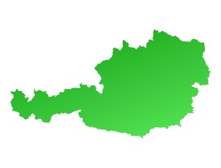 green gradient map of Austria
