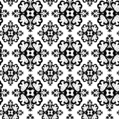 Seamless black ornament pattern on white