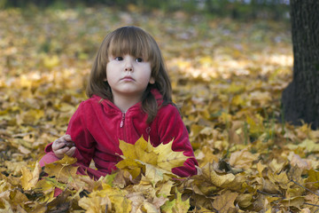 Kid in the leaves