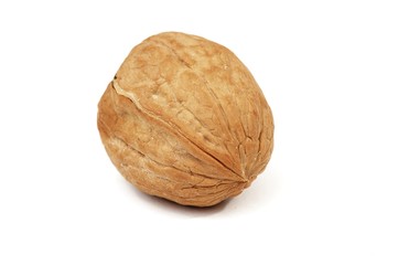 single walnut isolated on white background