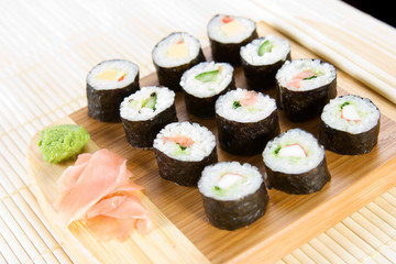 freshly prepared maki rolls