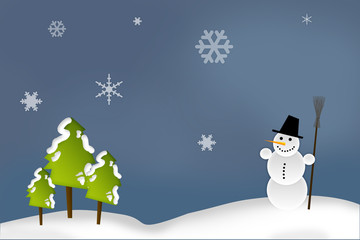 Christmas Card - Snowman in the Forest