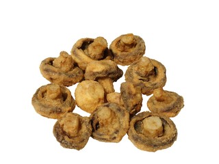 fried mushrooms on white background