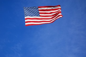 American Flag on Blue Sky