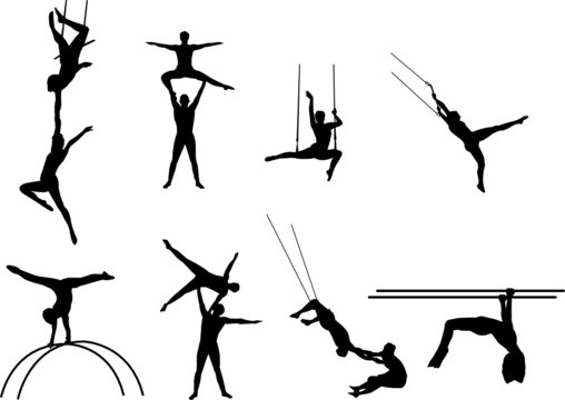 acrobats silhouettes
