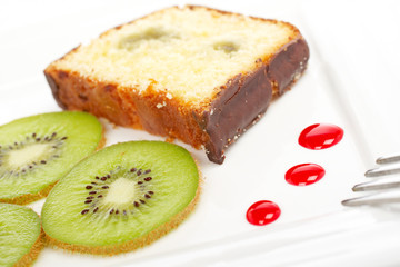 Slice of cake with kiwi