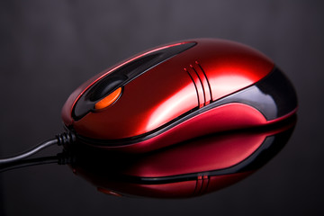 Computer mouse on reflective background