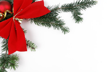 Noeux rouge et branche de sapin