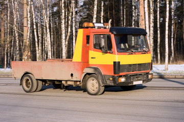 Fototapeta premium rescue wreck car carrier truck of 