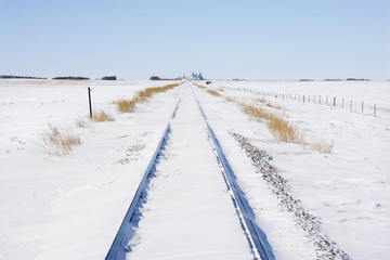 Obraz premium Railway tracks in snow.
