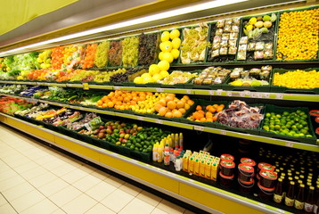 Fruit and vegetable section in a shop