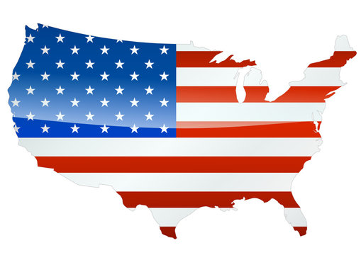 Carte des USA (drapeau métal)