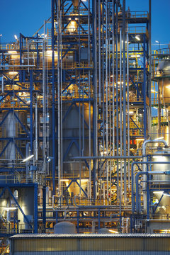 Close-up on oil refinery