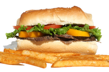 Roast Beef Sandwich and French Fries