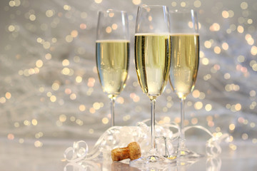 Threes glasses of champagne