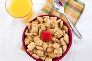 Wheat Squares, Orange Juice and Bananas for Breakfast