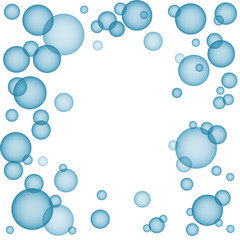 square white frame with blue transparent bubbles