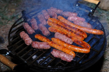 sausages on grill