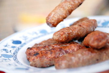 sausages on grill