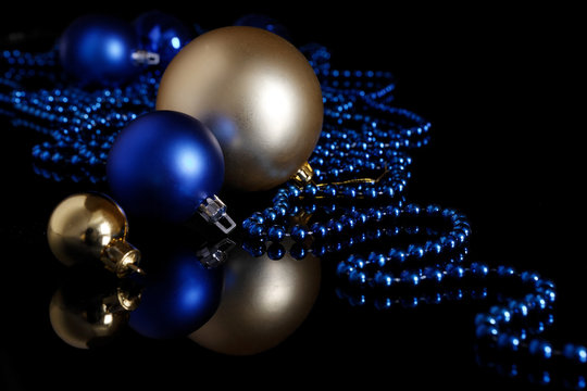 Boules de noël perles bleues