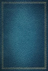  Oude blauwe leertextuur met gouden decoratief frame © Wingnut Designs