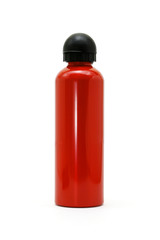 Red metallic bottle on white