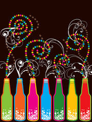 colorful retro pop new year bottles 