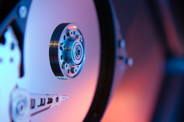 Close-up of hard disk drive.