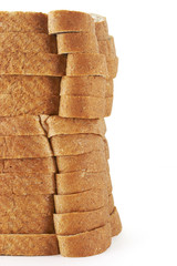 a close up macro of stacked wheat bread