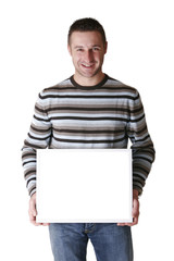 people holding blank signs.You can use them 