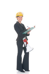 Attractive successful young construction supervisor  