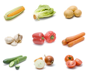 Set of fresh vegetables isolated on a white backround