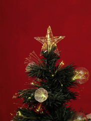 Details of a fibre-optic decorated Christmas Tree 