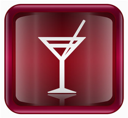 wine-glass icon, red, isolated on white background