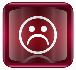 Smiley Face, dissatisfied red, isolated on white background
