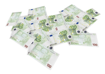 Composite shot of many euro banknotes of 100 euros