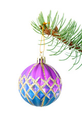 Christmas bauble on a white background