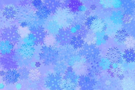 Multicolored snowflakes, abstract winter background