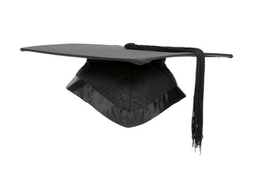 Graduation mortar isolated over white background.