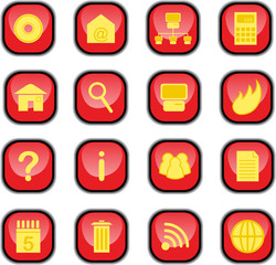 Set of red computer icons