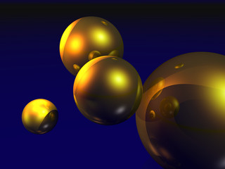 Goldene Kugeln mit blauem Hintergrund