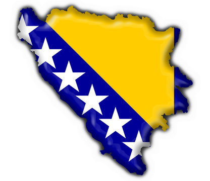 Bosnia Button Flag Map Shape