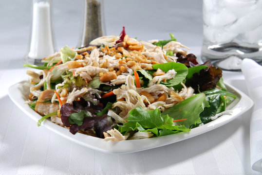 A plate of chinese chicken salad 