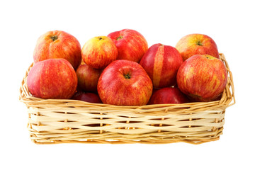 Basket of apples, isolated on a white background.